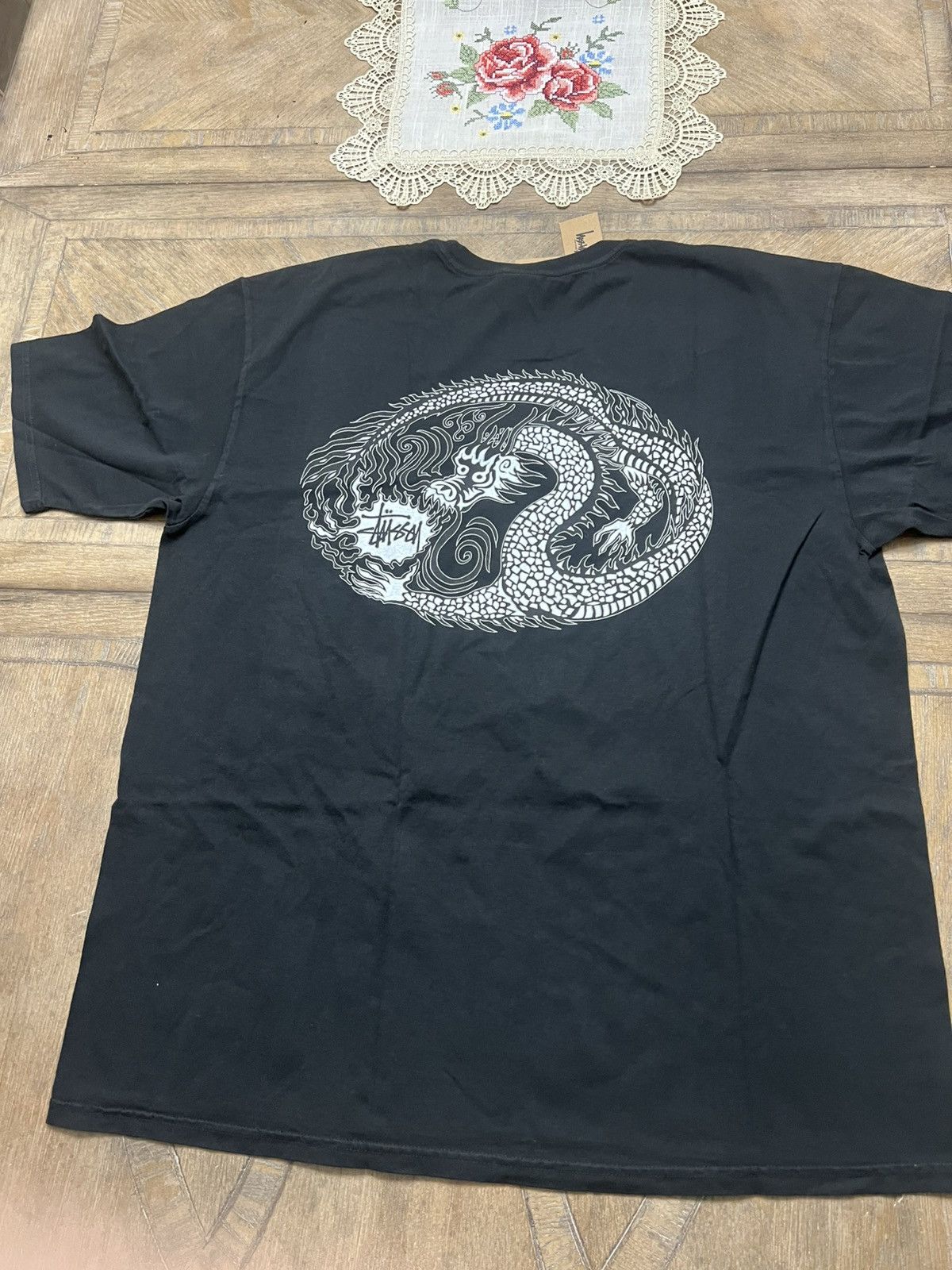Stussy (Mosaic Dragon) Tee in Black, Men's (Size XL)