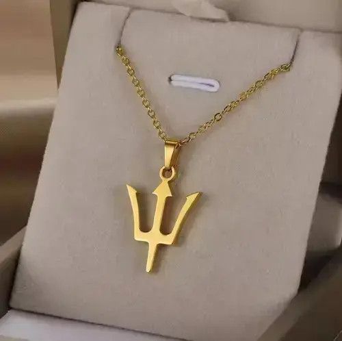 High Sport Greek Trident Pendant Necklace in Gold, Men's