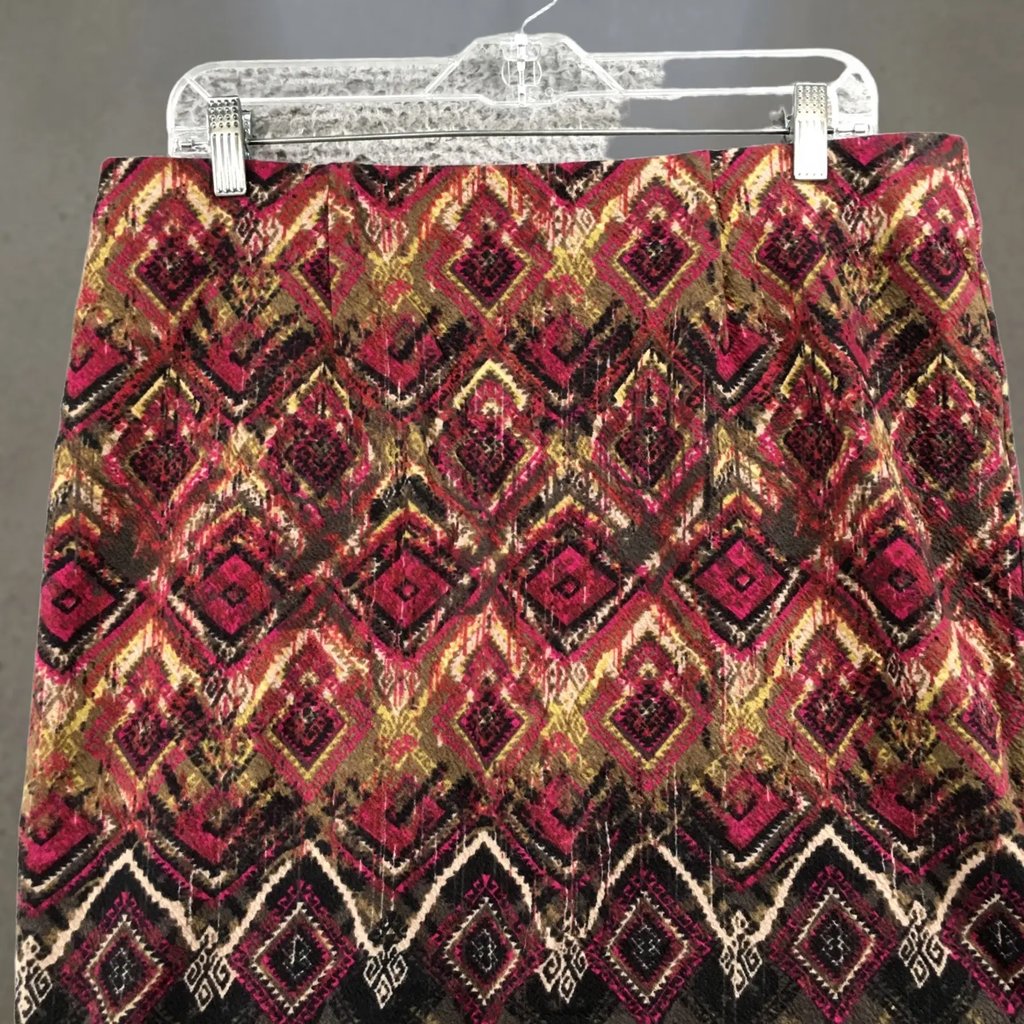 J.Jill Straight & Pencil Skirt Womens M Multicolor Cotton Blend Geometric Print Short Skirt Women, Women's (Size 32)