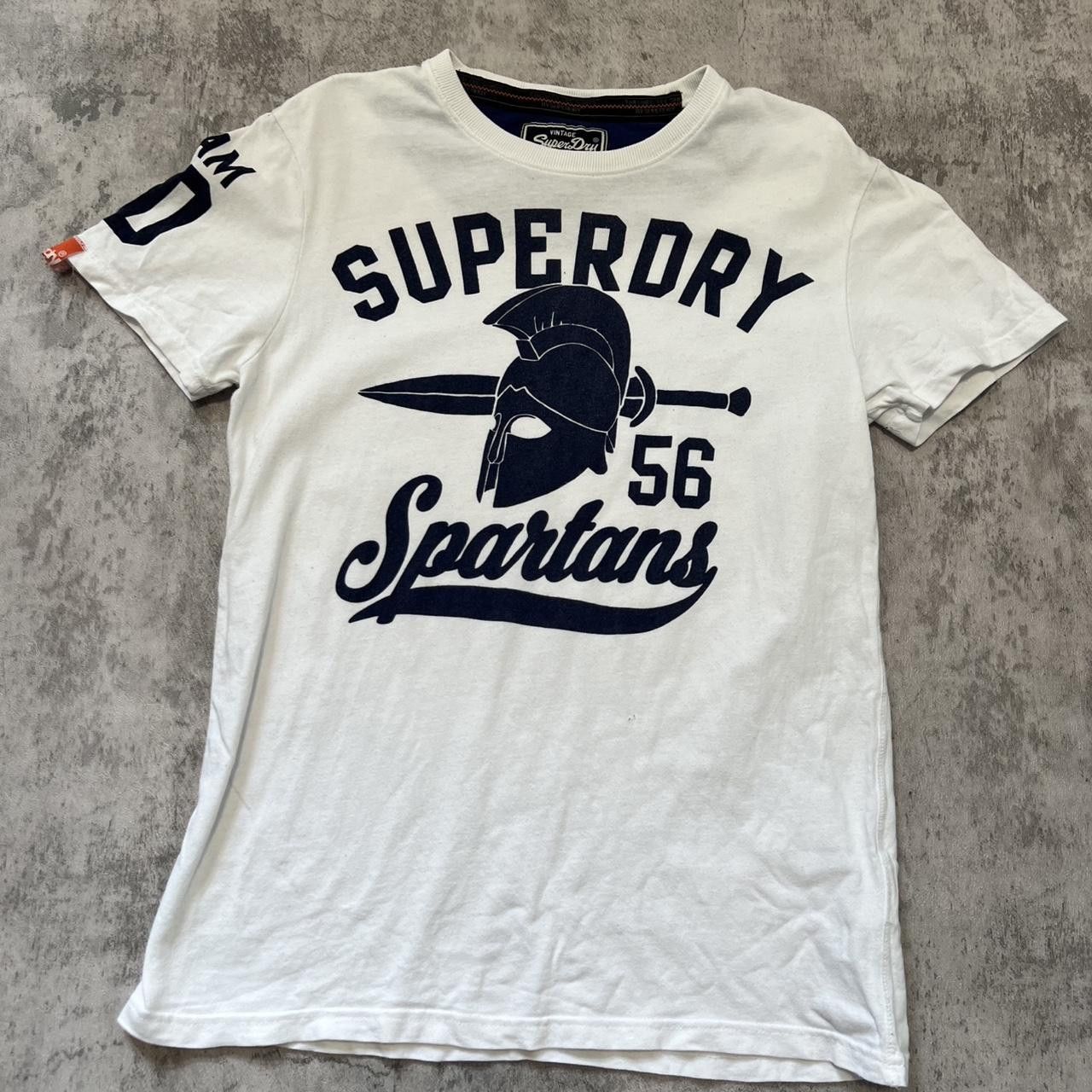 Superdry Spartans White And Blue Cotton T-Shirt Rap Hip Hop, Men's (Size Medium)