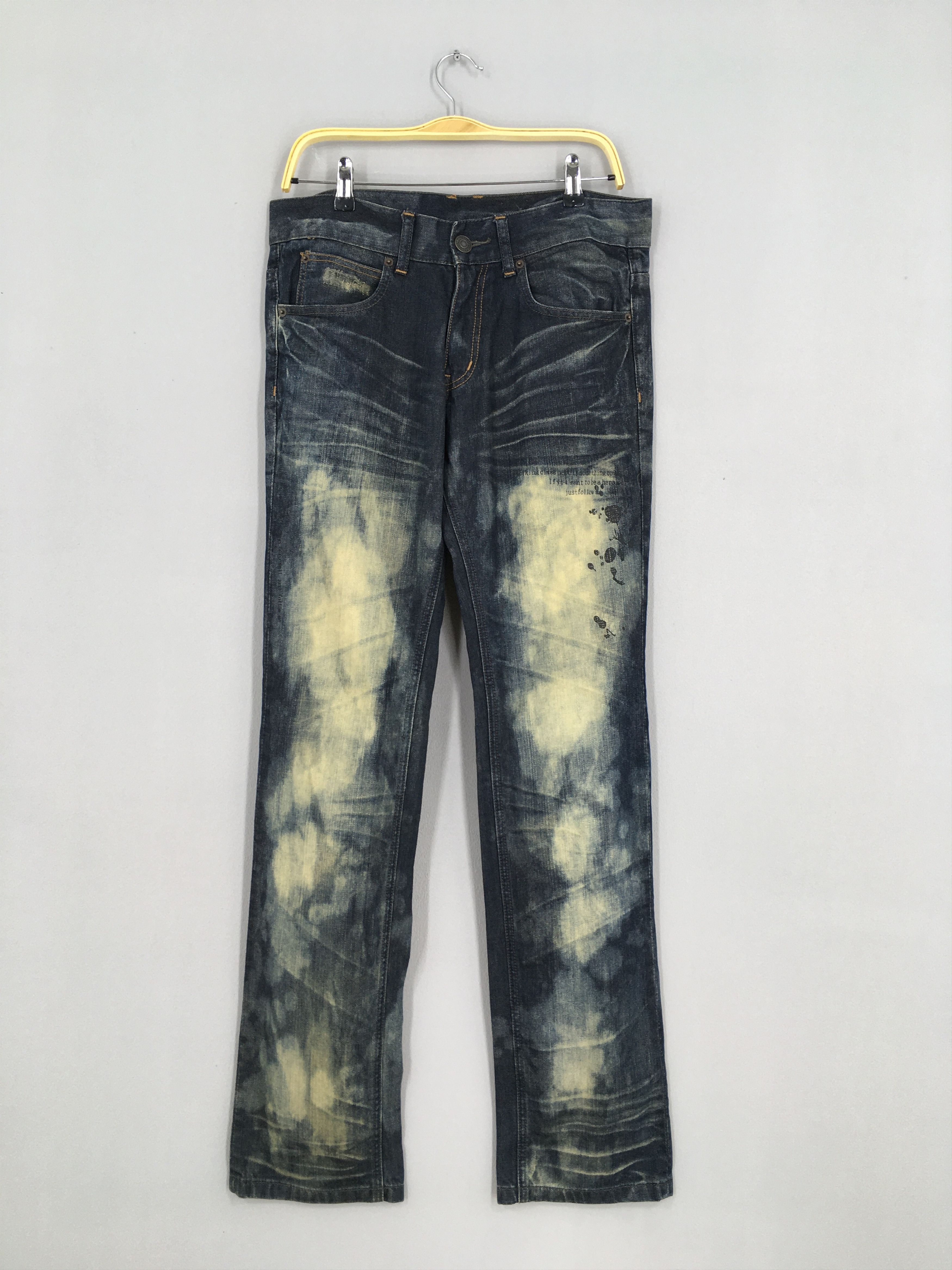 Comme Ca Ism Size 34X33 Semantic Design Japan Splatter Bleach Jeans in Blue, Men's