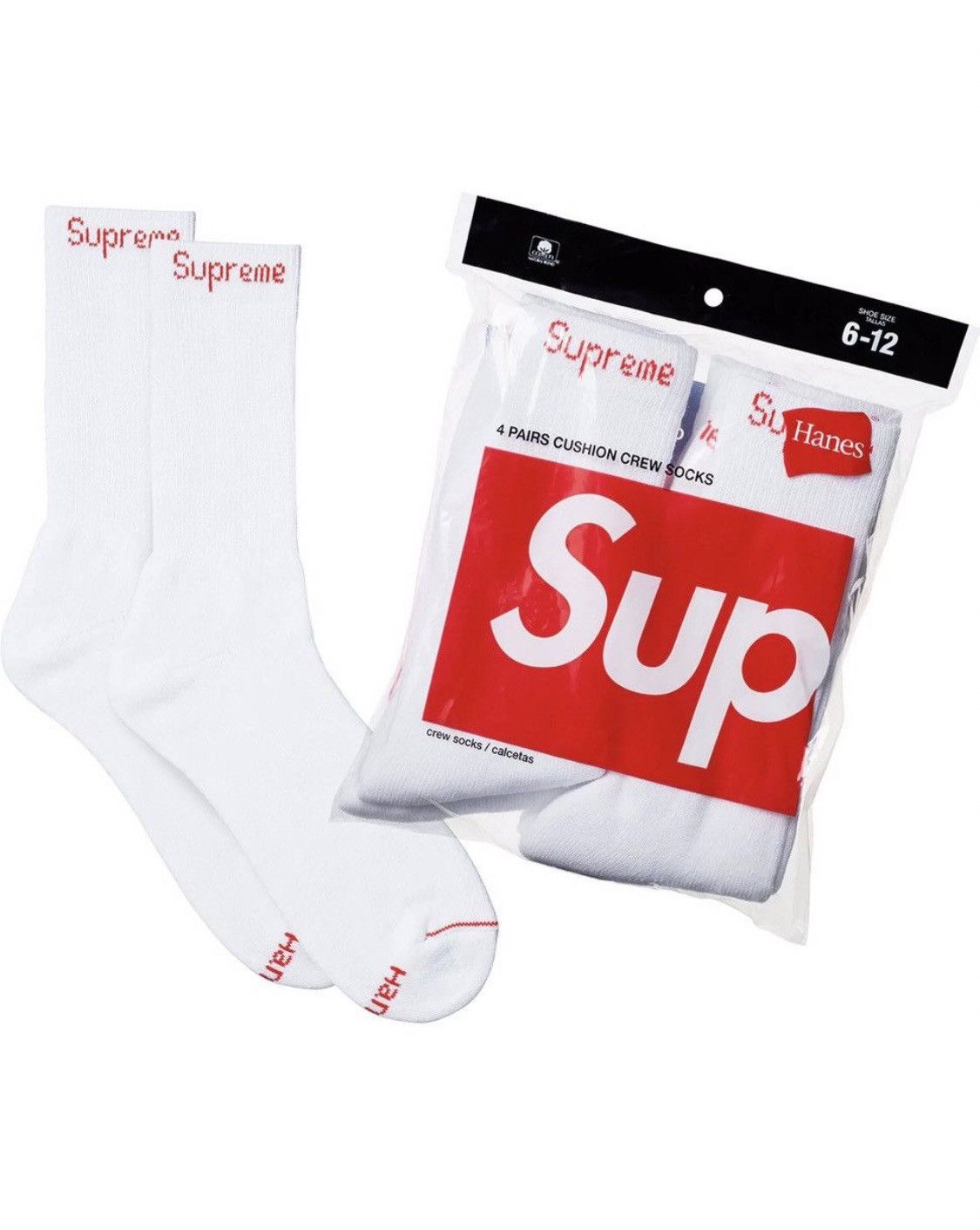 Supreme X Hanes Sock in White, Men's