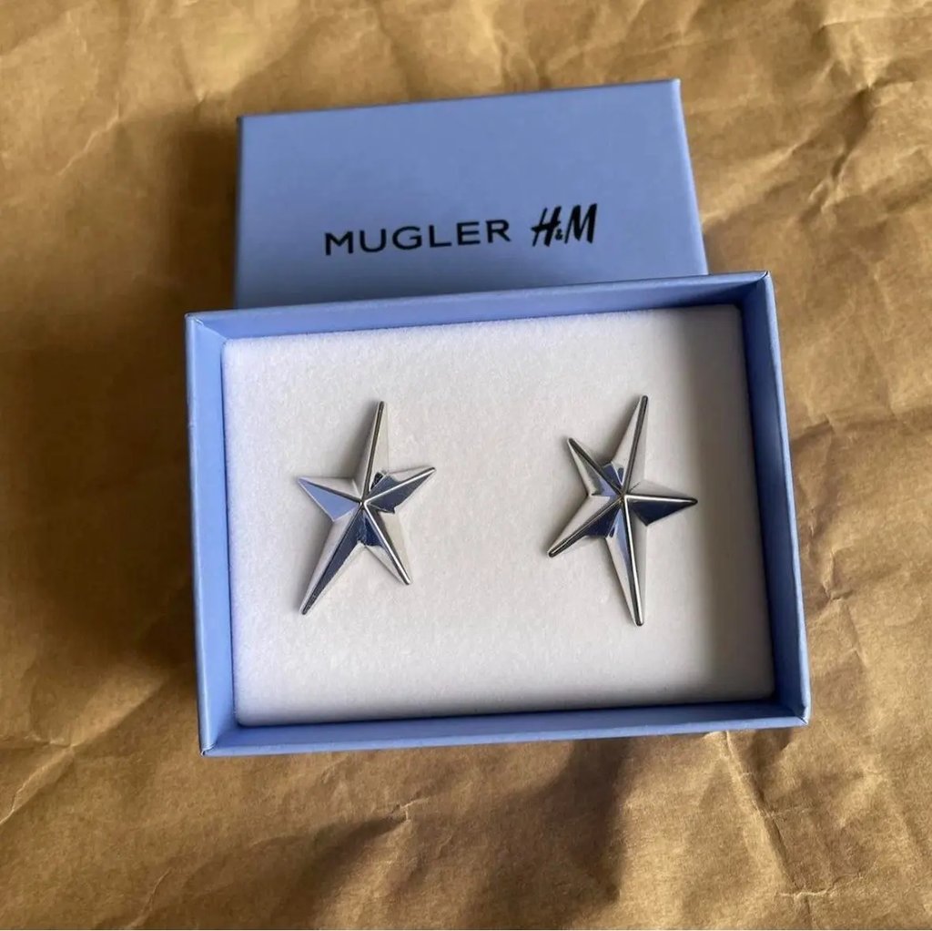 Mugler X H&M Silver Stars Earrings, Women's