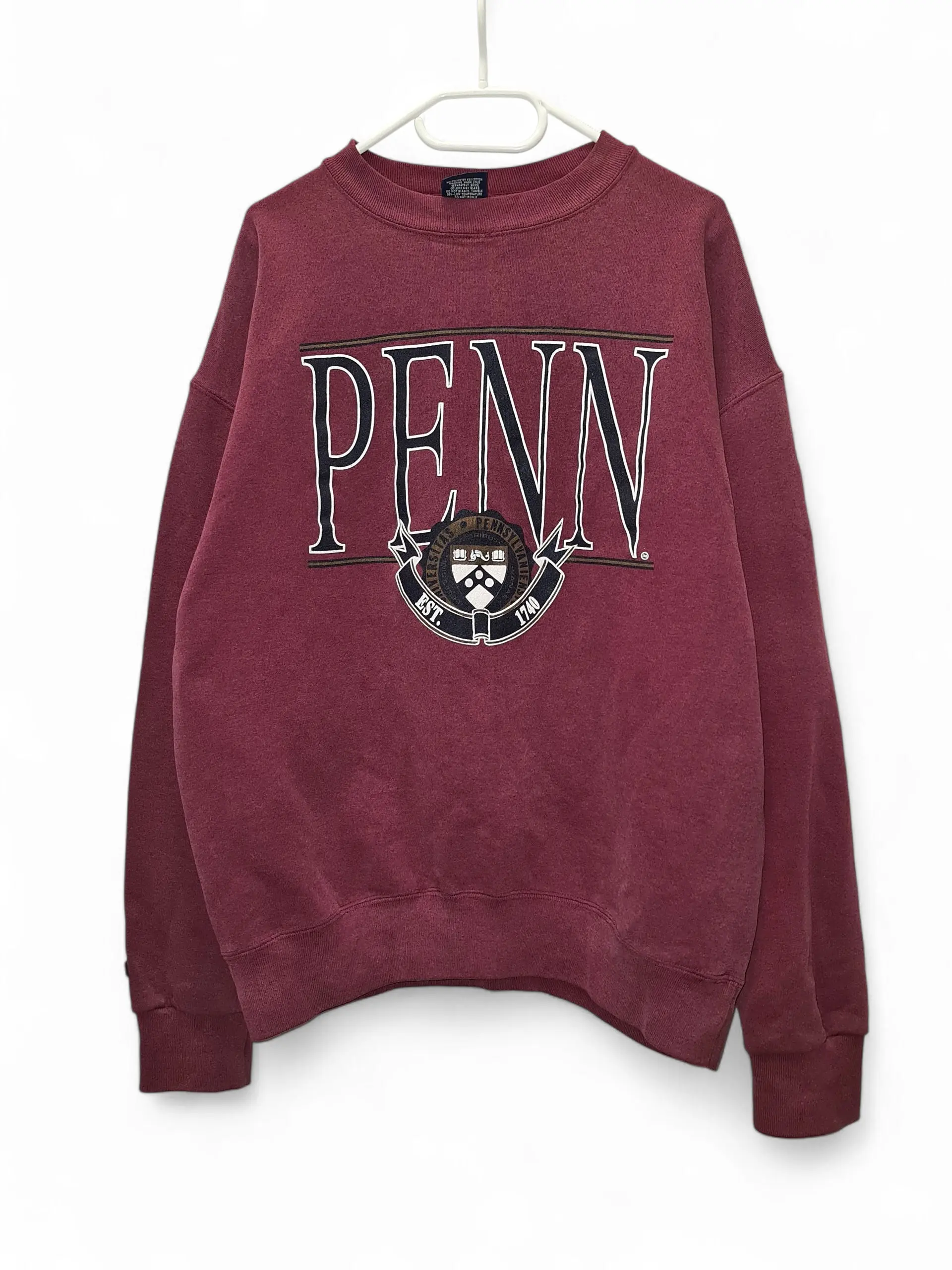 Jansport Vintage Penn Crewneck Sweatshirt University Crest Burgundy in Red, Men's (Size Large)