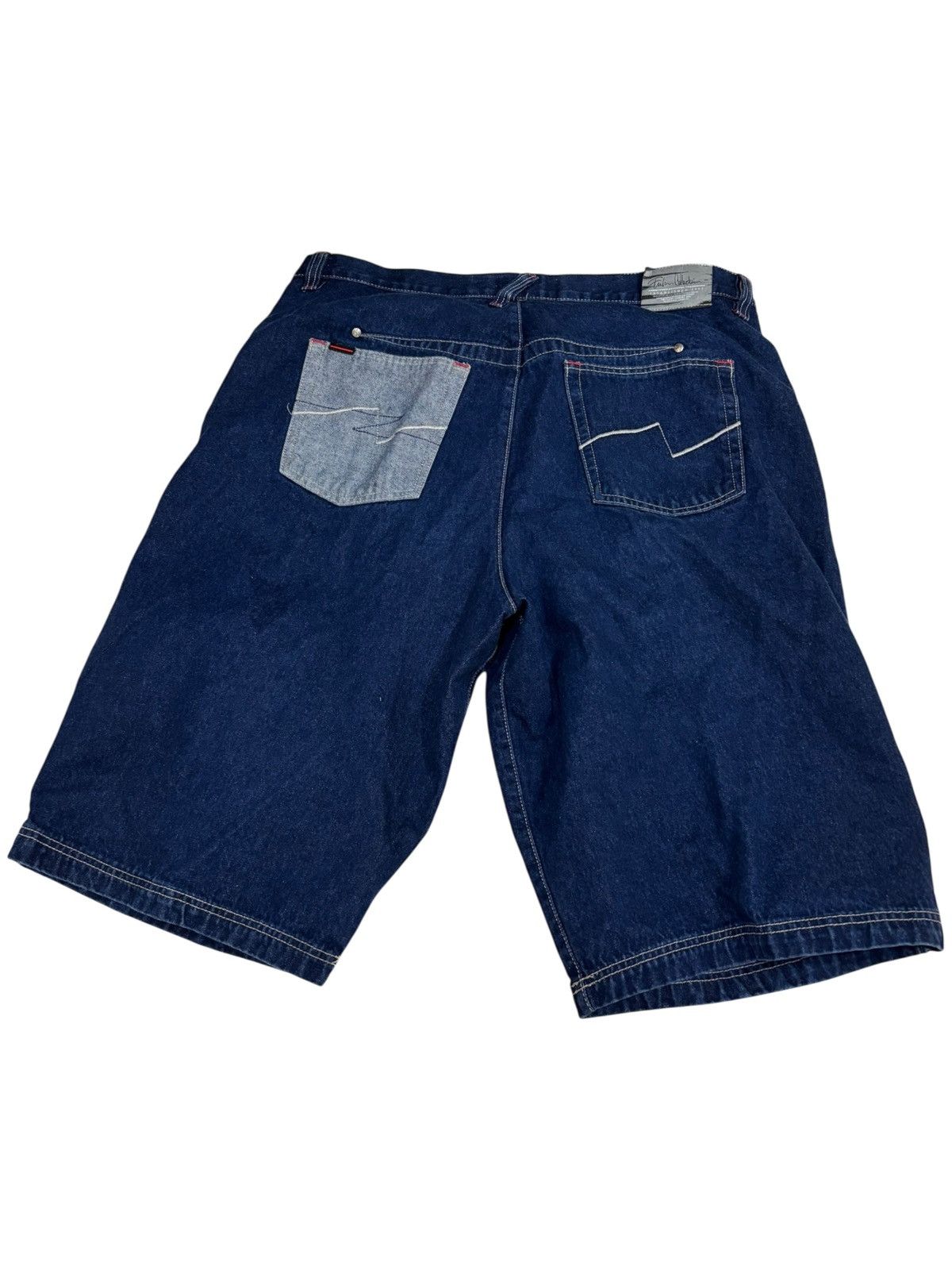 Vintage 90's Fubu Jean Shorts Jorts Patchwork Size 40 Baggy in Blue, Men's