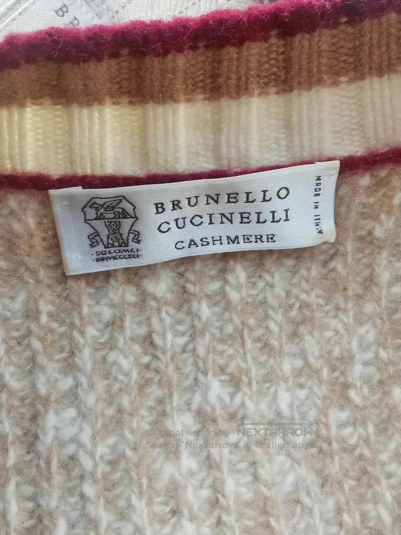 Brunello Cucinelli V-Neck Knit Sweater in Beige, Men's (Size Medium)