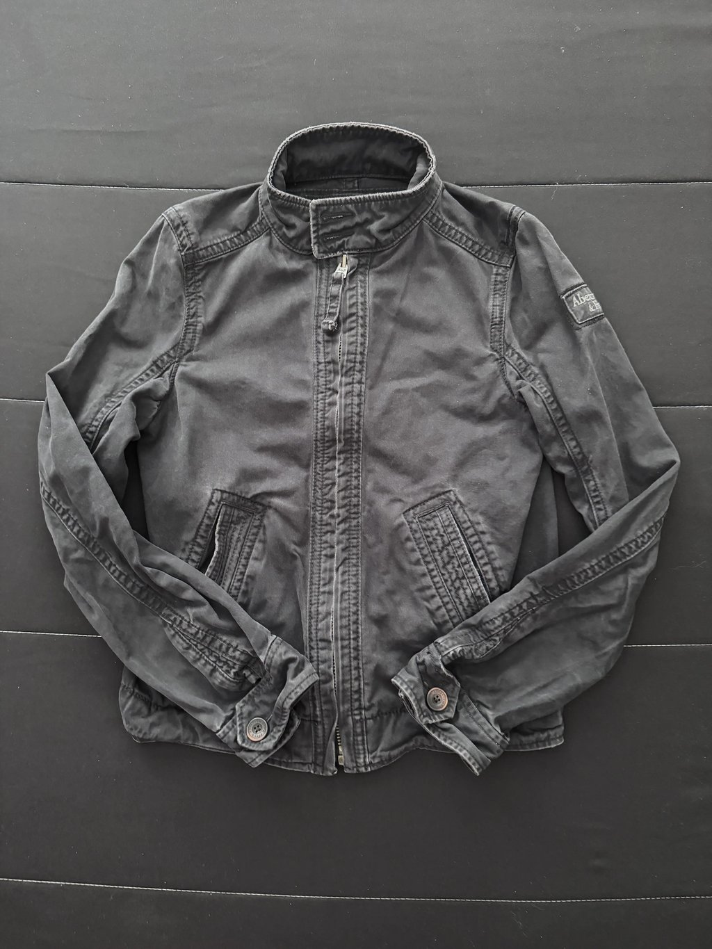Vintage Abercrombie & Fitch Washed Zip Hamilton Jacket in Blue, Men's