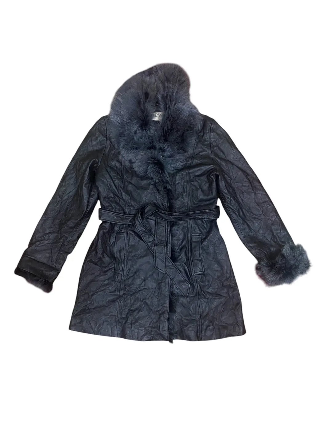 Balmain Fur Fox Shearling Leather Coat Jacket in Black, Women's