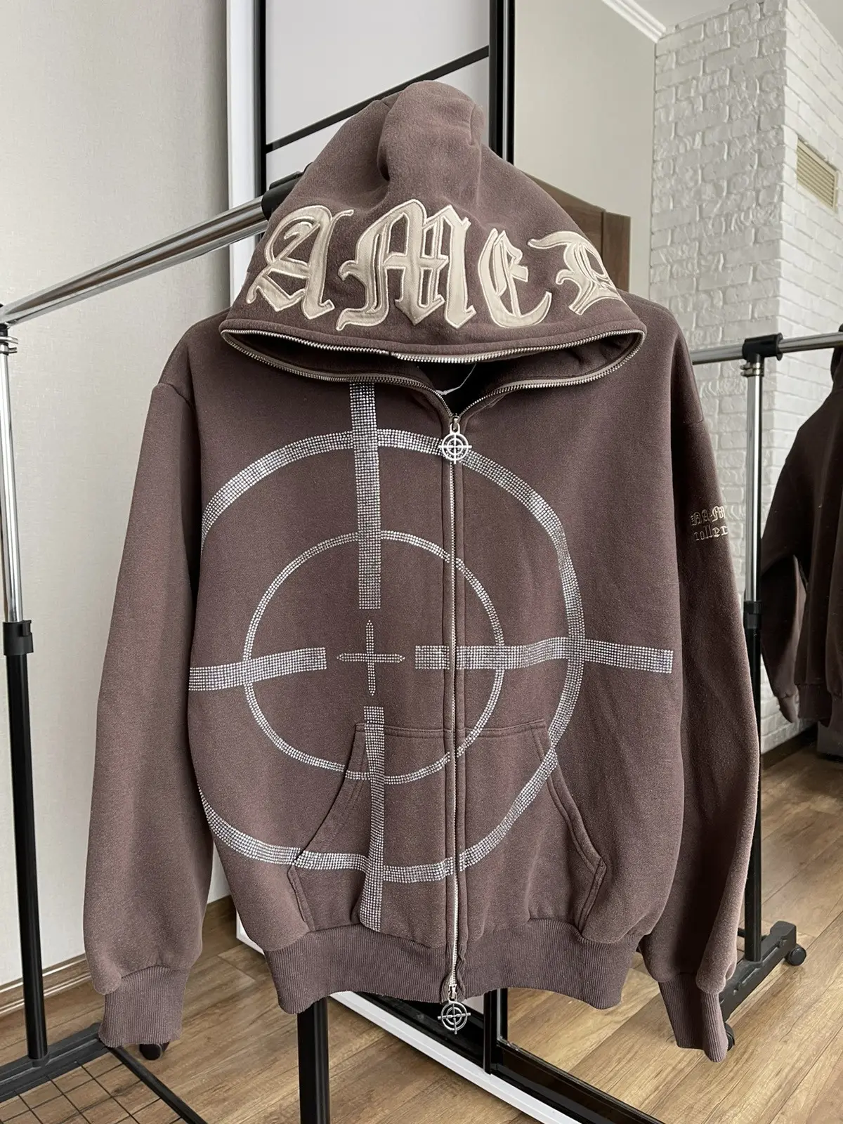 Named Collective Target Zip Hoodie Y2K in Brown, Men's (Size XS)