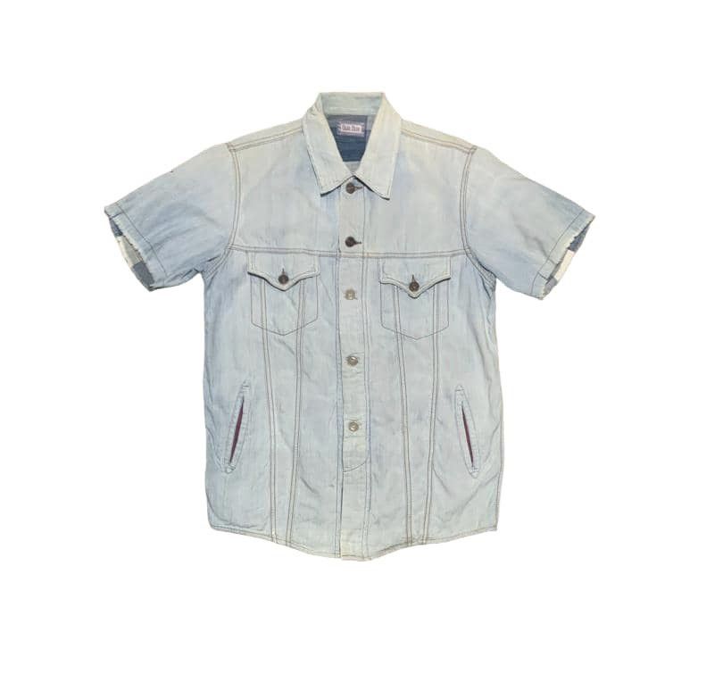 Vintage Blue Blue Japan Flannel Shirt Button Ups Sun Faded, Men's (Size Medium)