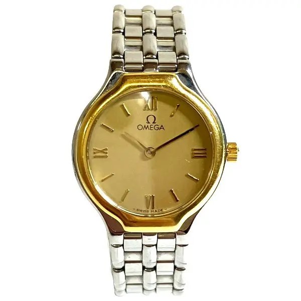 Omega Omega De Ville Stainless Steel Yellow Gold Watch Metal Quartz Duty Free For Usa, Women's