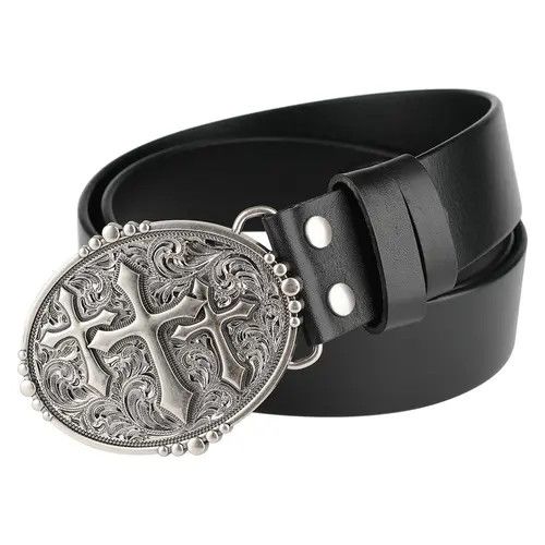 Designer Cross Design Vintage Belt Riveted Belts Menswear Accessories in Black, Men's