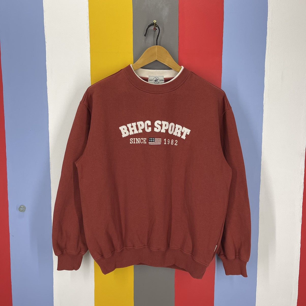 Beverly Hills Polo Club Bhpc Crew Neck Sweatshirt 1487/ay in Red, Men's (Size Large)