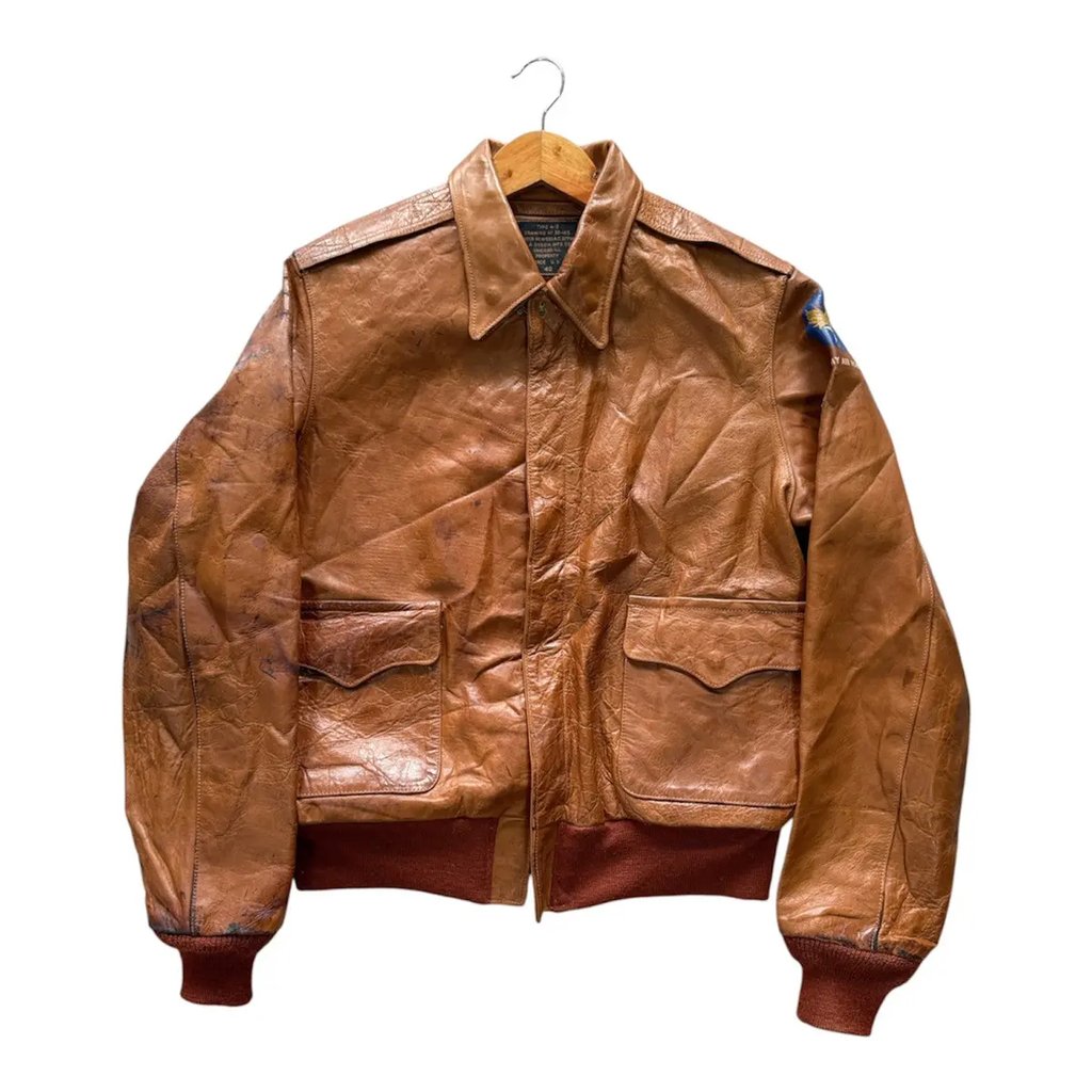 Vintage The Real Mccoy’s A-2 Flight Distressed Jacket in Brown, Men's