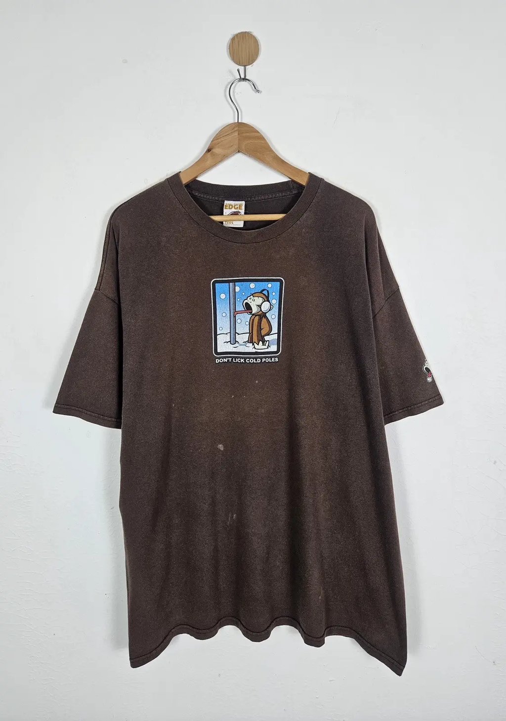 Vintage To The Edge Don’t Lick Cold Poles Shirt in Brown, Men's (Size Xl)