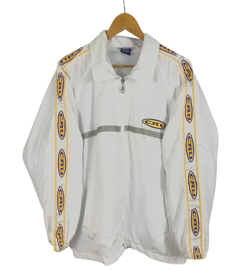 Vintage 90s Cru Skateboard Winbreaker Jacket in White, Men's (Size L)