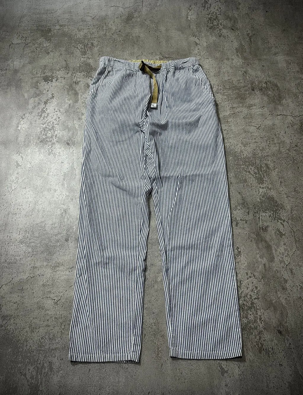 Vintage White Sand Modern Hickory Stripe Belted Pants, Men's (Size 30)