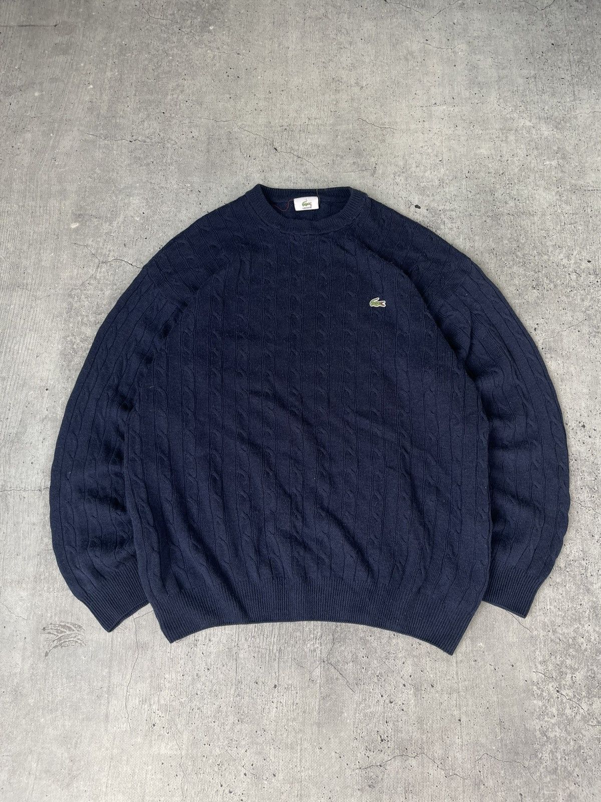Vintage 90's Lacoste Knite Wool Sweater in Blue, Men's (Size XL)