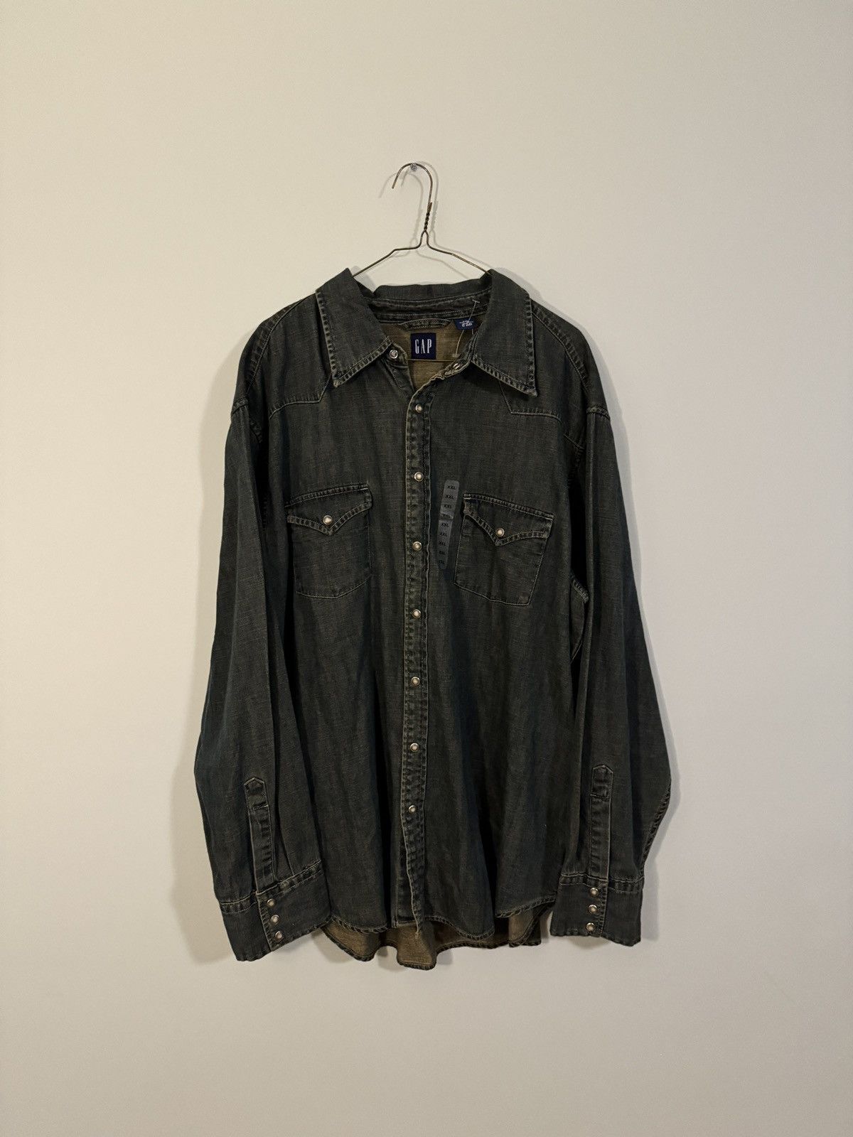 Vintage Gap Dark Denim Wash Western Pearl Snap Shirt in Blue, Men's (Size 2XL)