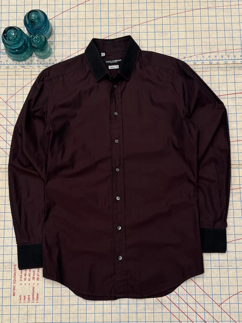 Dolce & Gabbana Double Collar Button Up Y2K Club Wear 40 in Red, Men's (Size M)