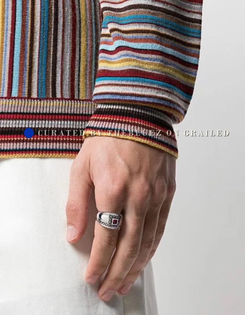 Nialaya Ruby Silver Unisex Ring, Men's