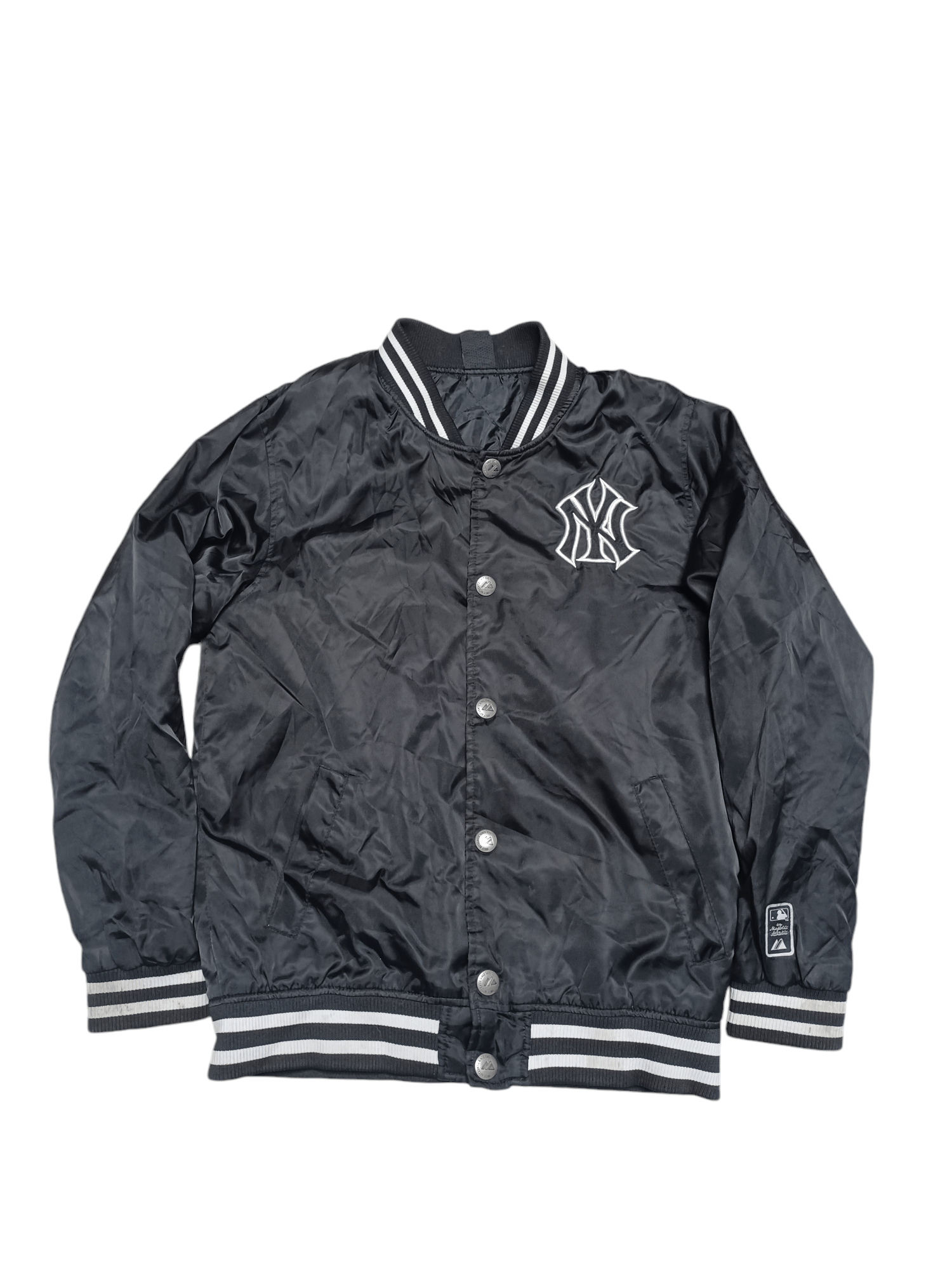 New York Yankees Mlb Majestic Nylon Bomber in Black, Men's (Size Medium)