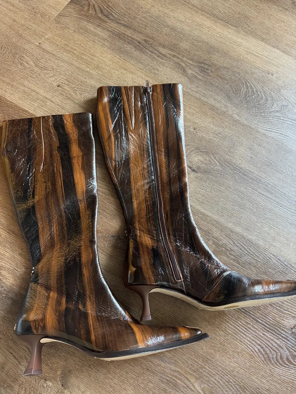 Miista Alfreda Distressed Brown Leather Boots, Women's (Size 10.5)