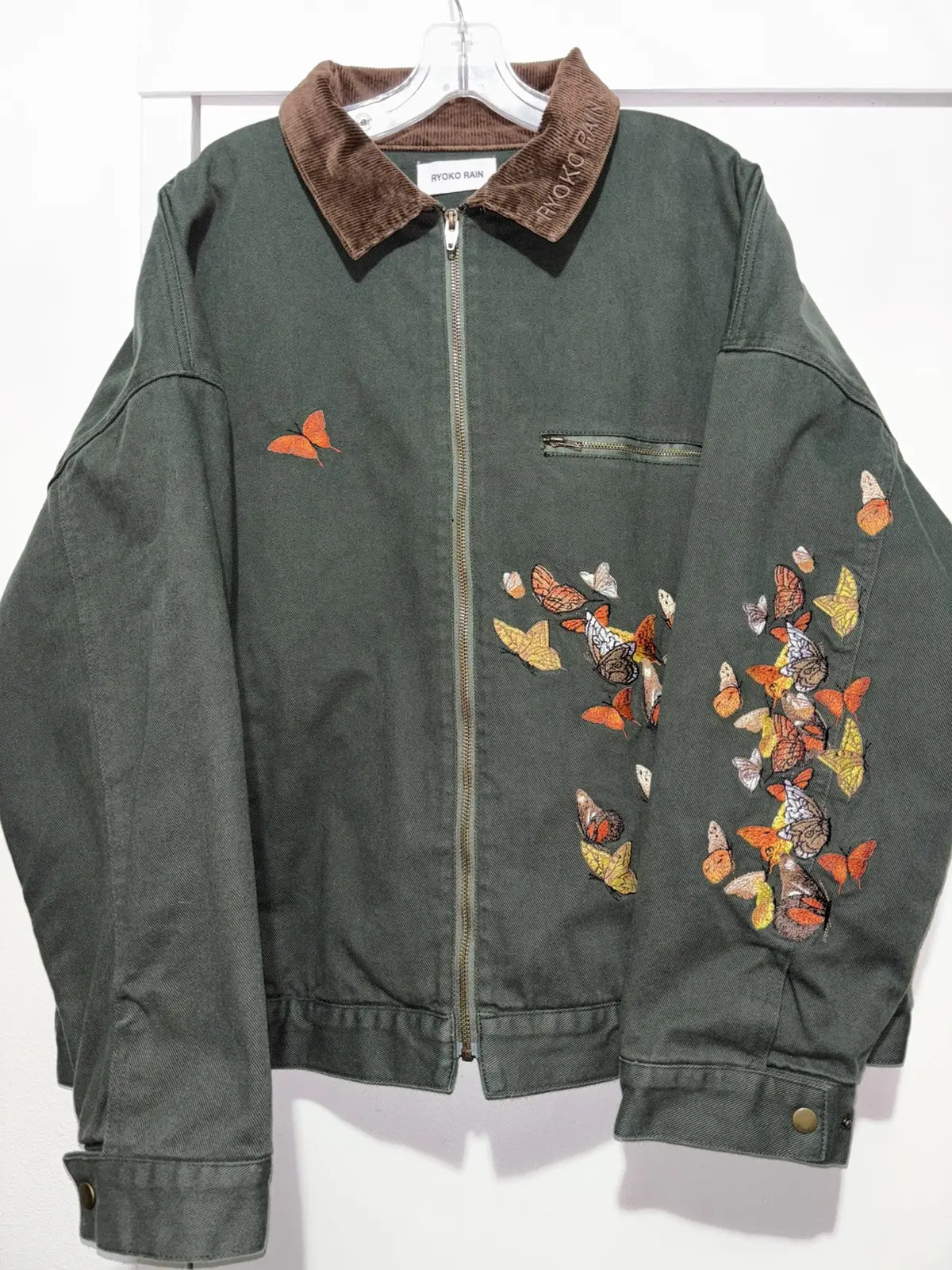 Ryoko Rain Green Butterfly Work Jacket, Men's (Size Large)