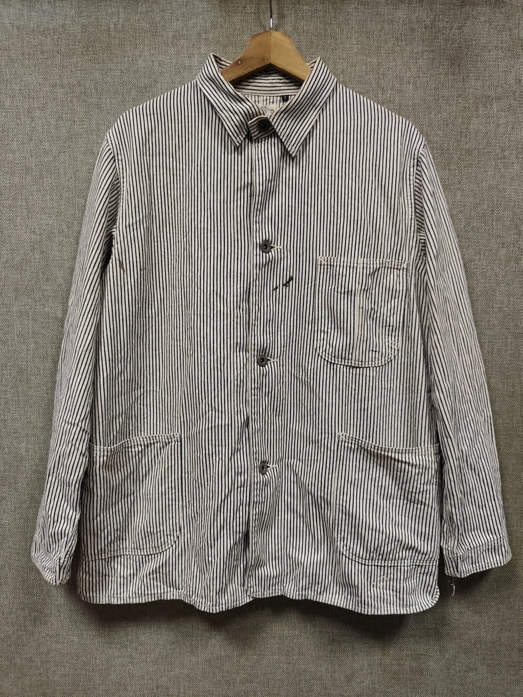 Orslow Hickory Stripe Chore Coat Work Jacket Made In Japan in White, Men's