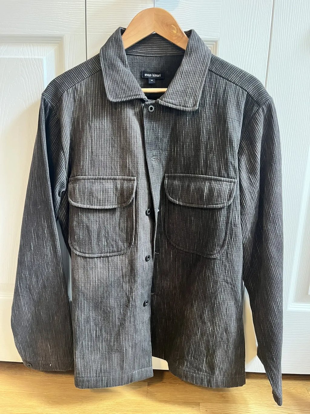Evan Kinori Field Shirt Sumi Ink Over-Dyed Hickory in Brown, Men's