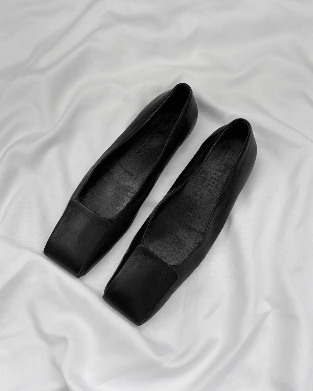 Jil Sander Leather Elegant Square Toe Ballet Flats in Black, Women's (Size 6.5)