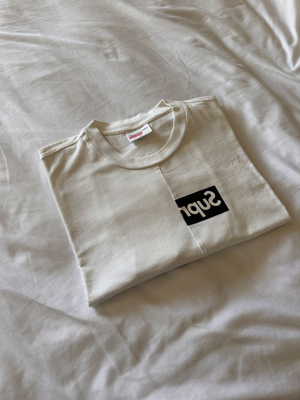 Comme Des Garcons Shirt x Supreme Cdg Split Box Logo Tee in White, Men's (Size Medium)