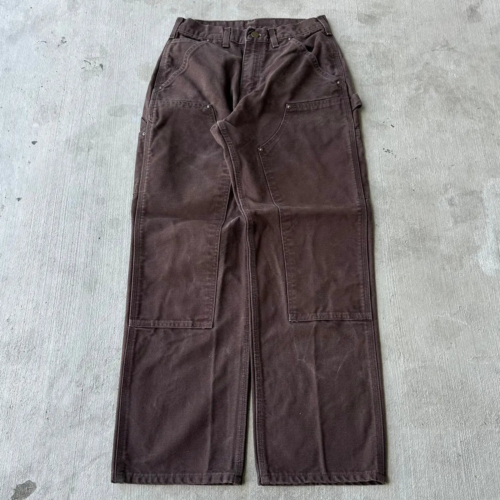 Y2K Carhartt Dkb Brown Double Knee Work Wear Pants, Men's (Size 28)
