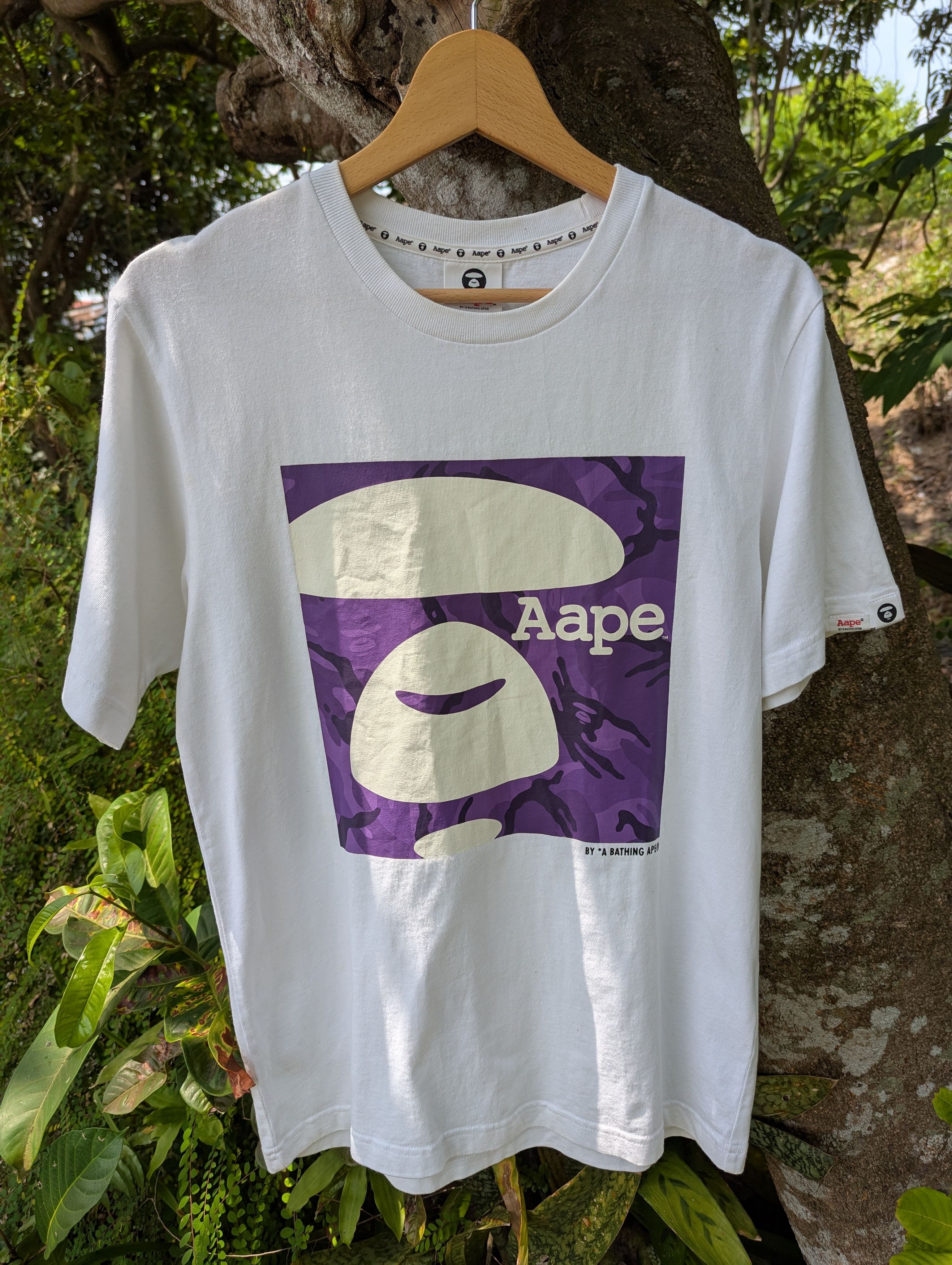 Aape By Bape Somewhere In The Aape Universe Tshirt in White, Men's (Size Small)