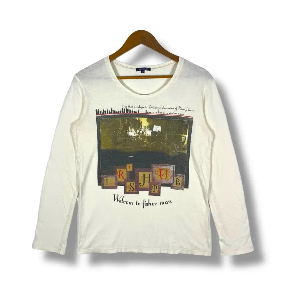 Vintage Abahouse Irish Pub Long Sleeve Tee Shirt Size 2 in White, Men's