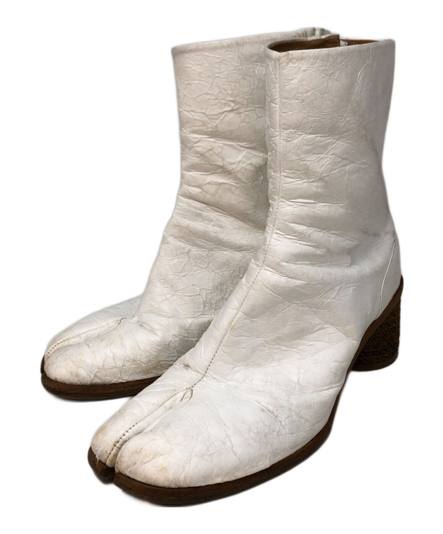 Maison Margiela Wrinkled Corrugated Heel Shoes Tabi Boots 42 in White, Men's (Size 8.5)