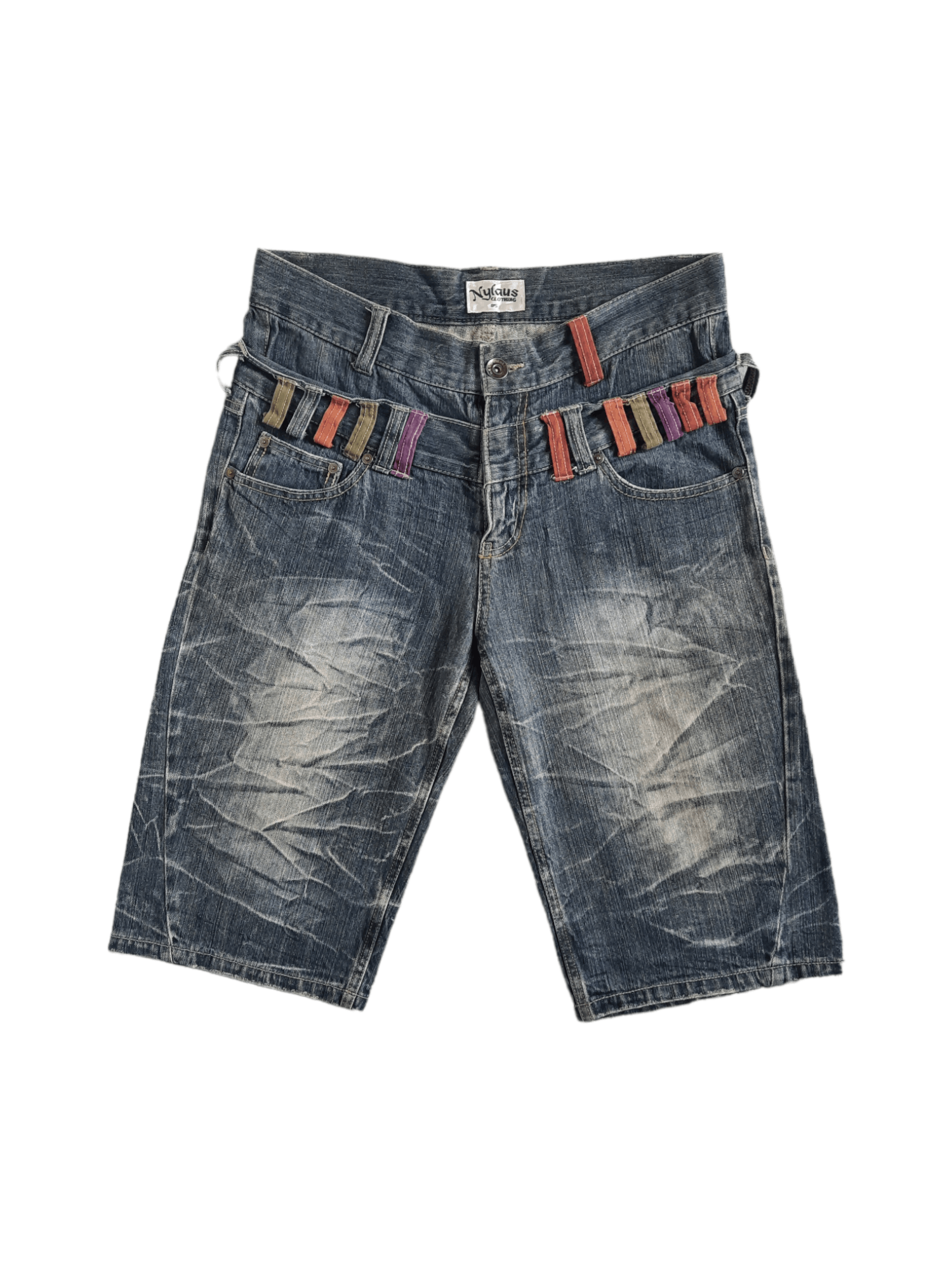 Tornado Mart Nylaus Double Waist Stone Wash Denim Short Pants, Men's (Size 33)