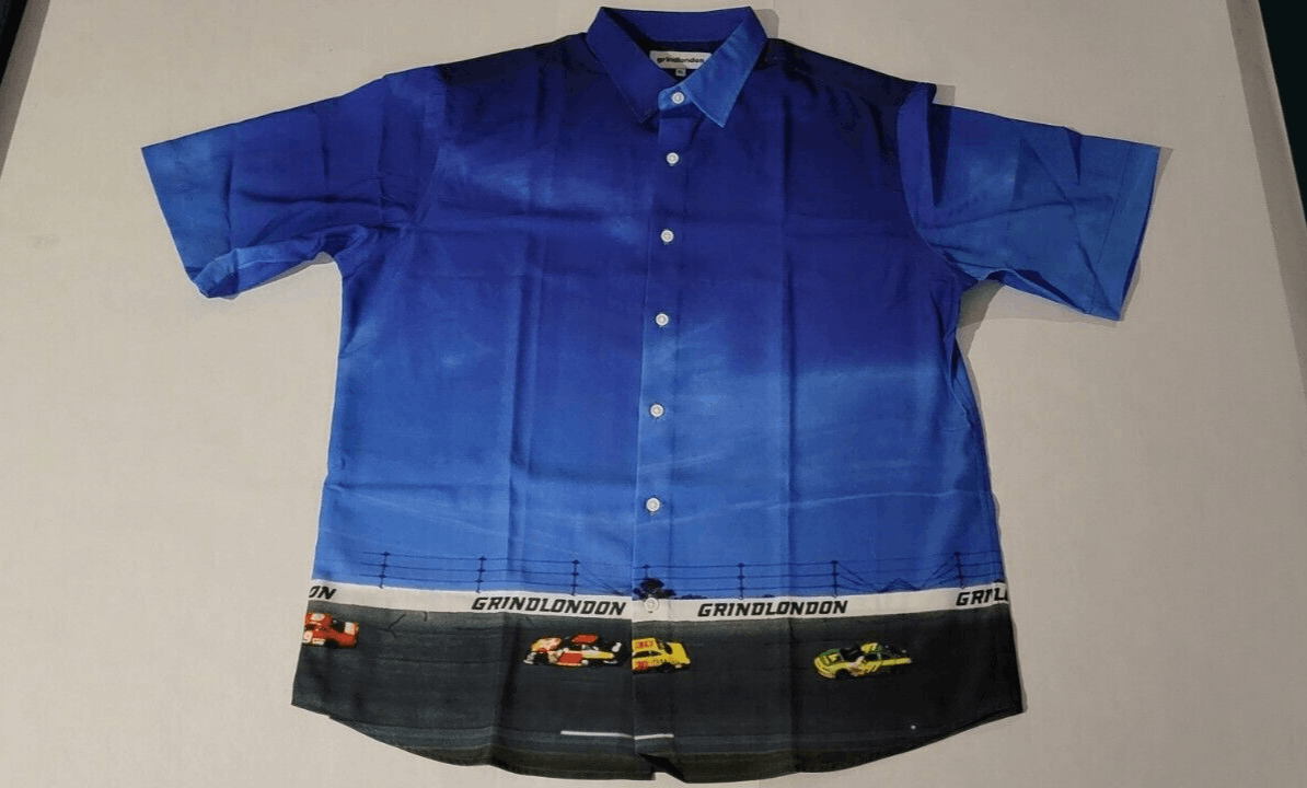 Grindlondon Loops Racing Race Car Button Shirt Palace, Men's (Size XL)