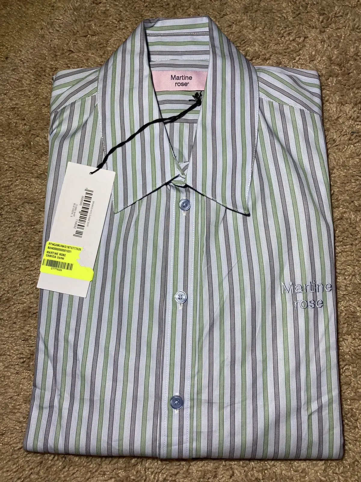 New Aw23 Martine Rose Classic Striped Eros Shirt Logo 2023 in Blue, Men's (Size Small)