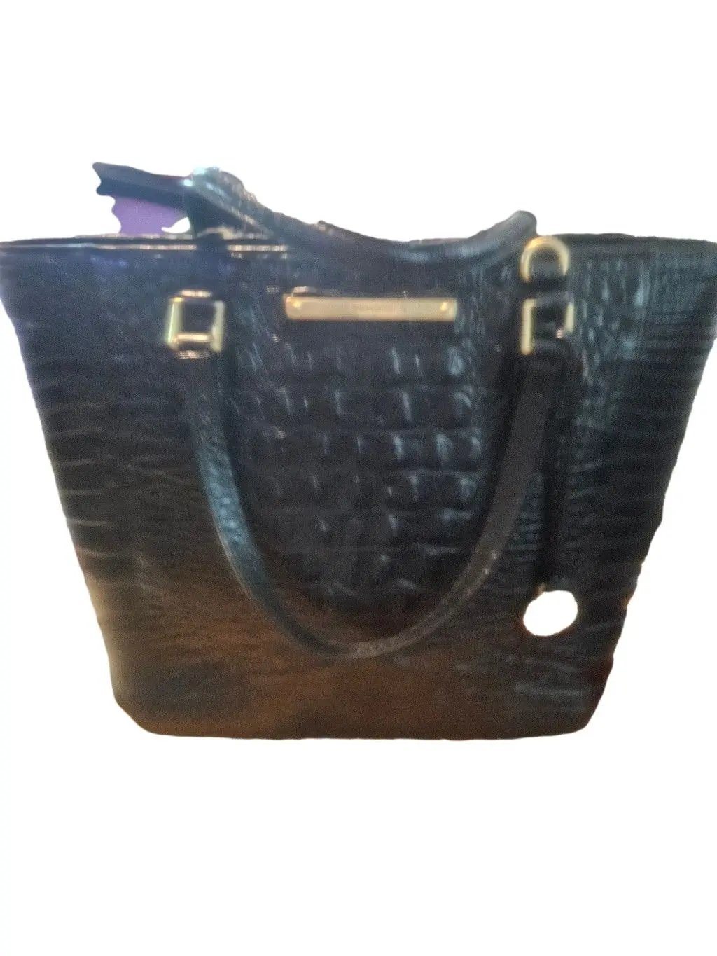 Brahmin Black Crocodile Embossed Leather Tote Bag One Size, Women's