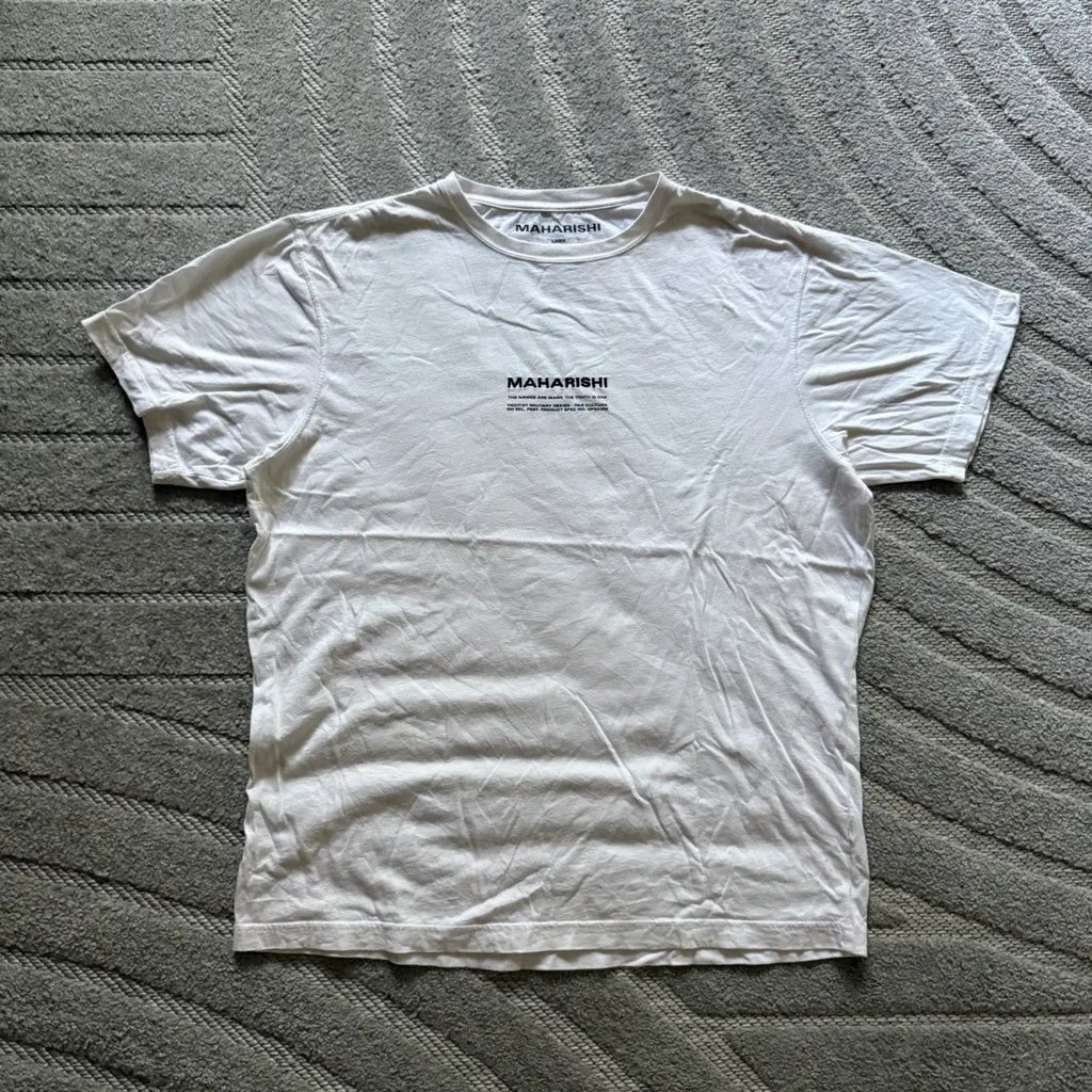 Vintage Maharishi Logo T-Shirt Streetwear Y2K Style in White, Men's