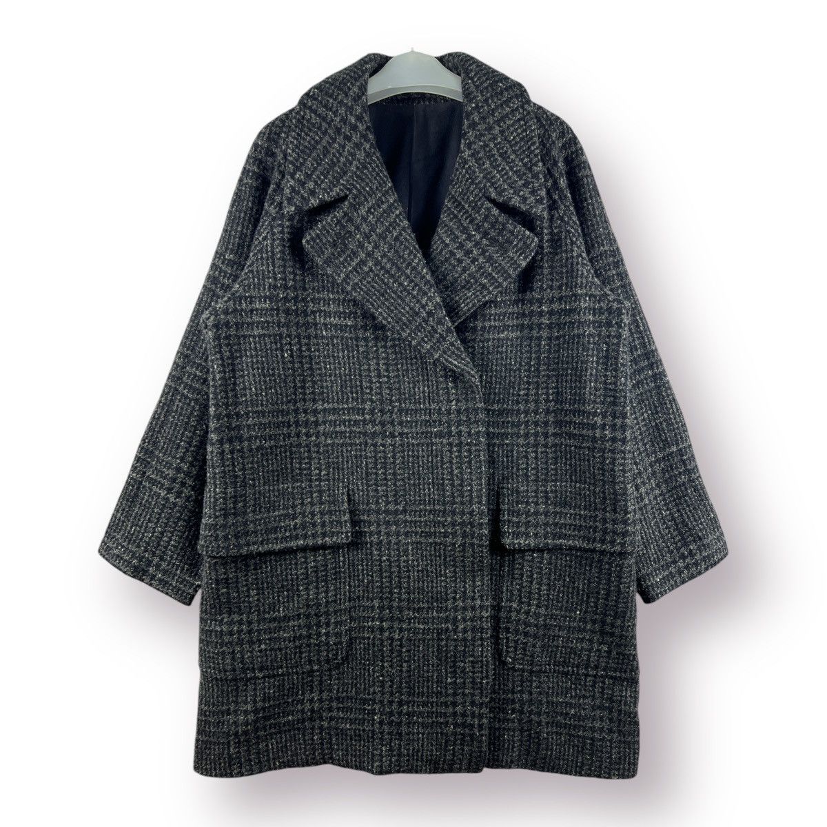 Unisex Margaret Howell Tweed Tartan Hidden Button Long in Grey, Men's (Size Small)