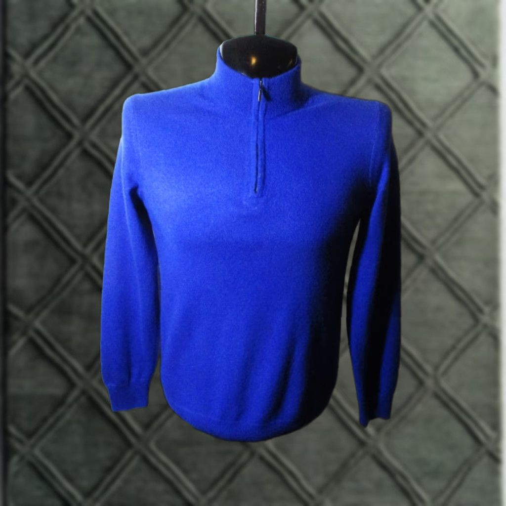 Vintage Charles Tyrwhitt Cashmere Sweater 1/2 Zip Pullover Men's Size M Blue All Seasons