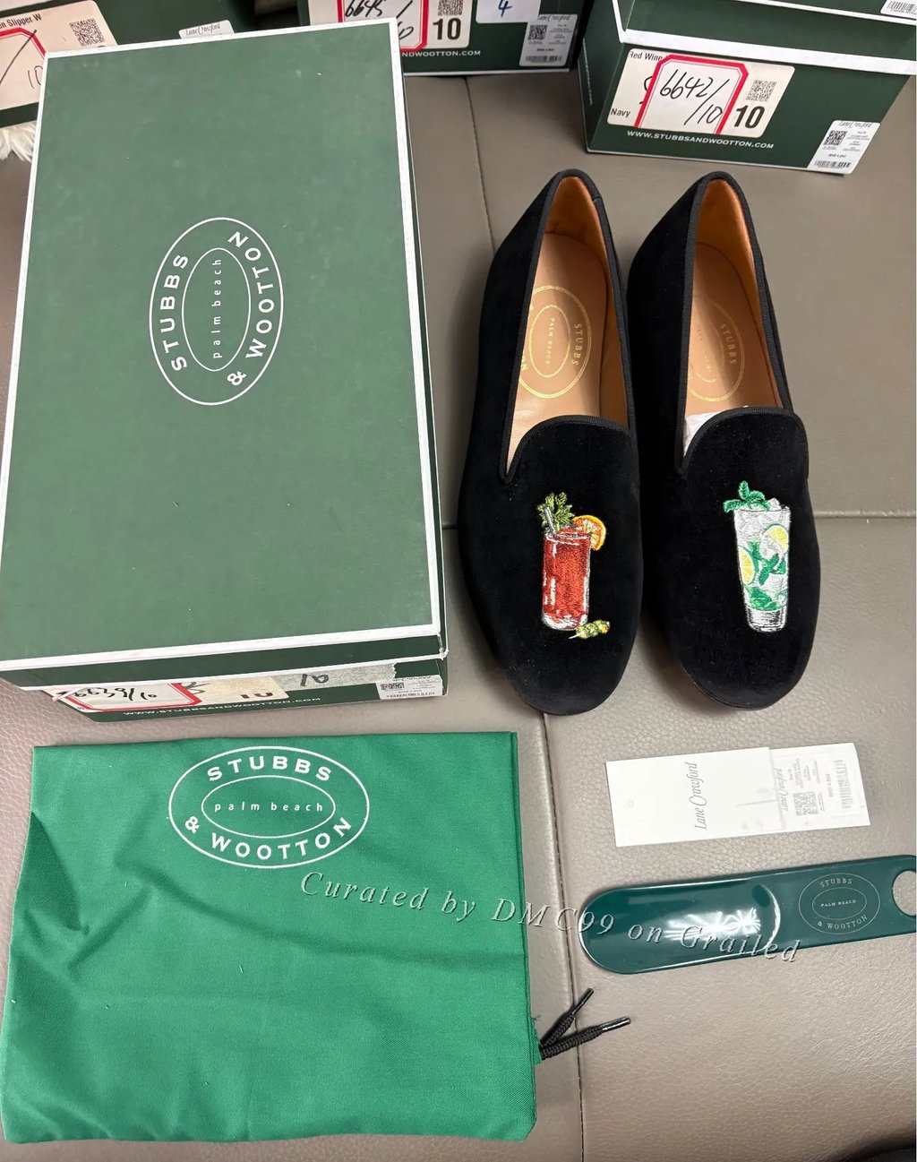 Stubbs & Wootton Velvet Smoking Loafers in Black, Men's (Size 10)