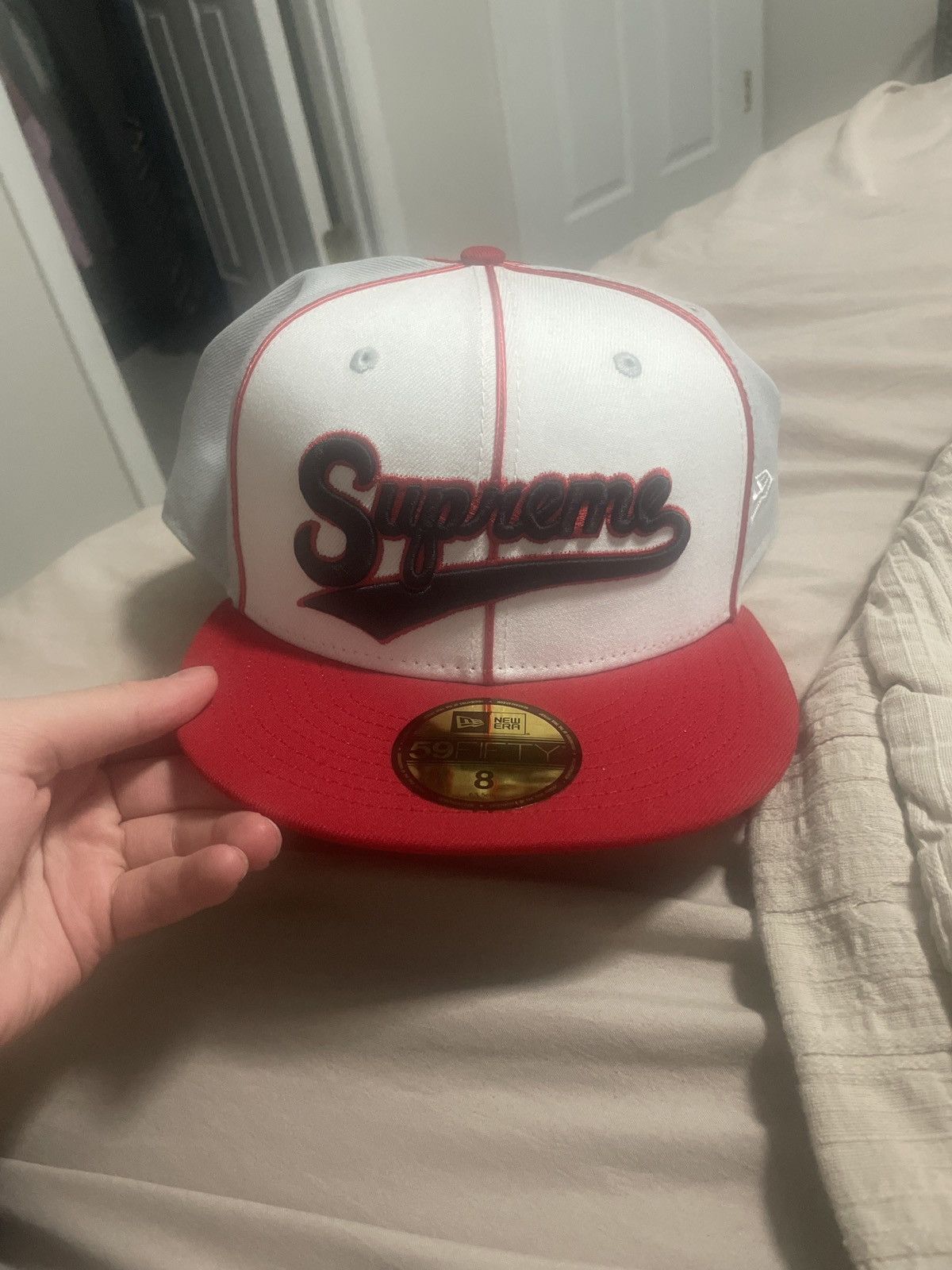 Red New Era Supreme Piping Hat, Men's