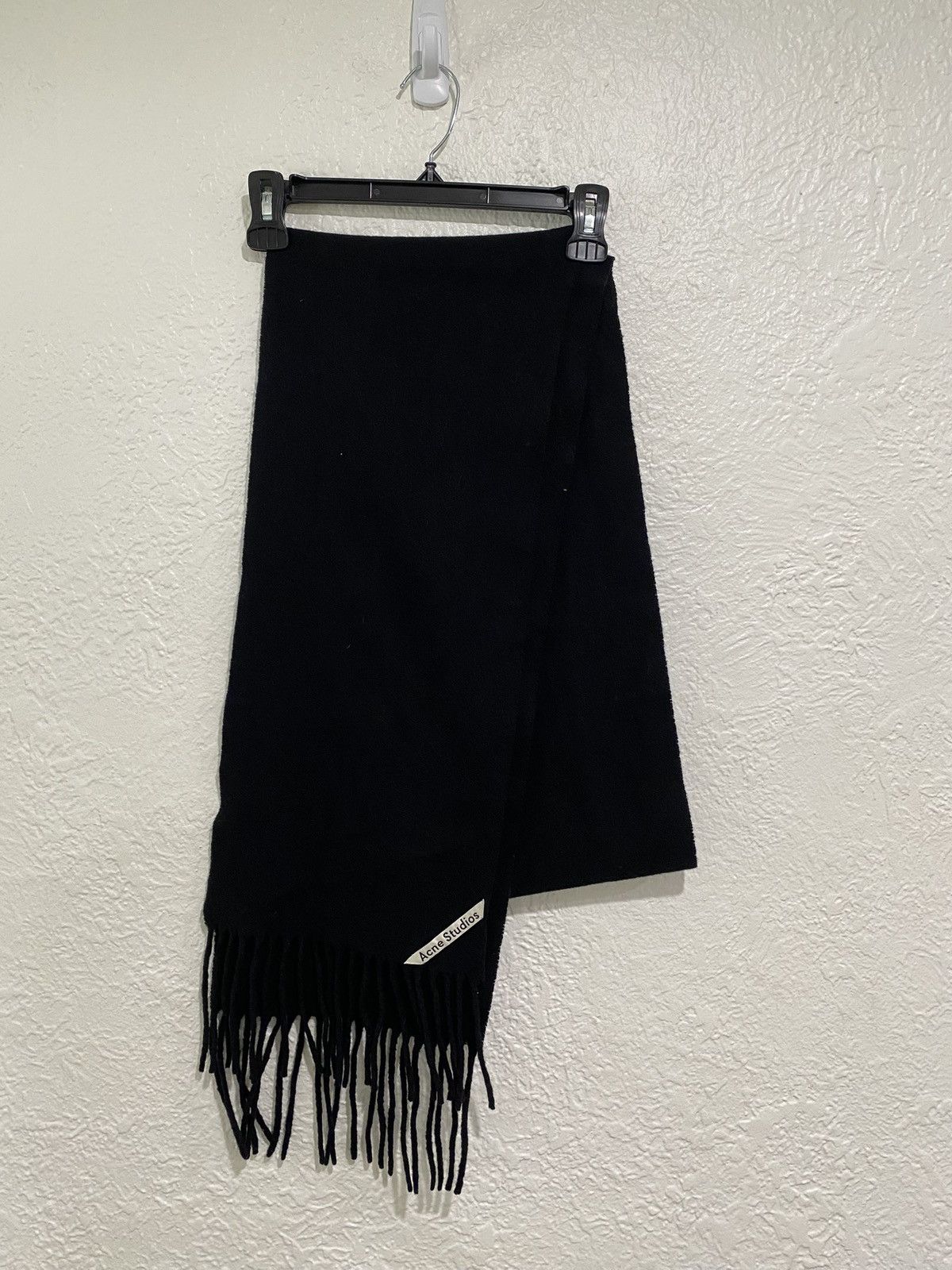 Acne Studios Fringe Wool Scarf - Narrow Black, Men's