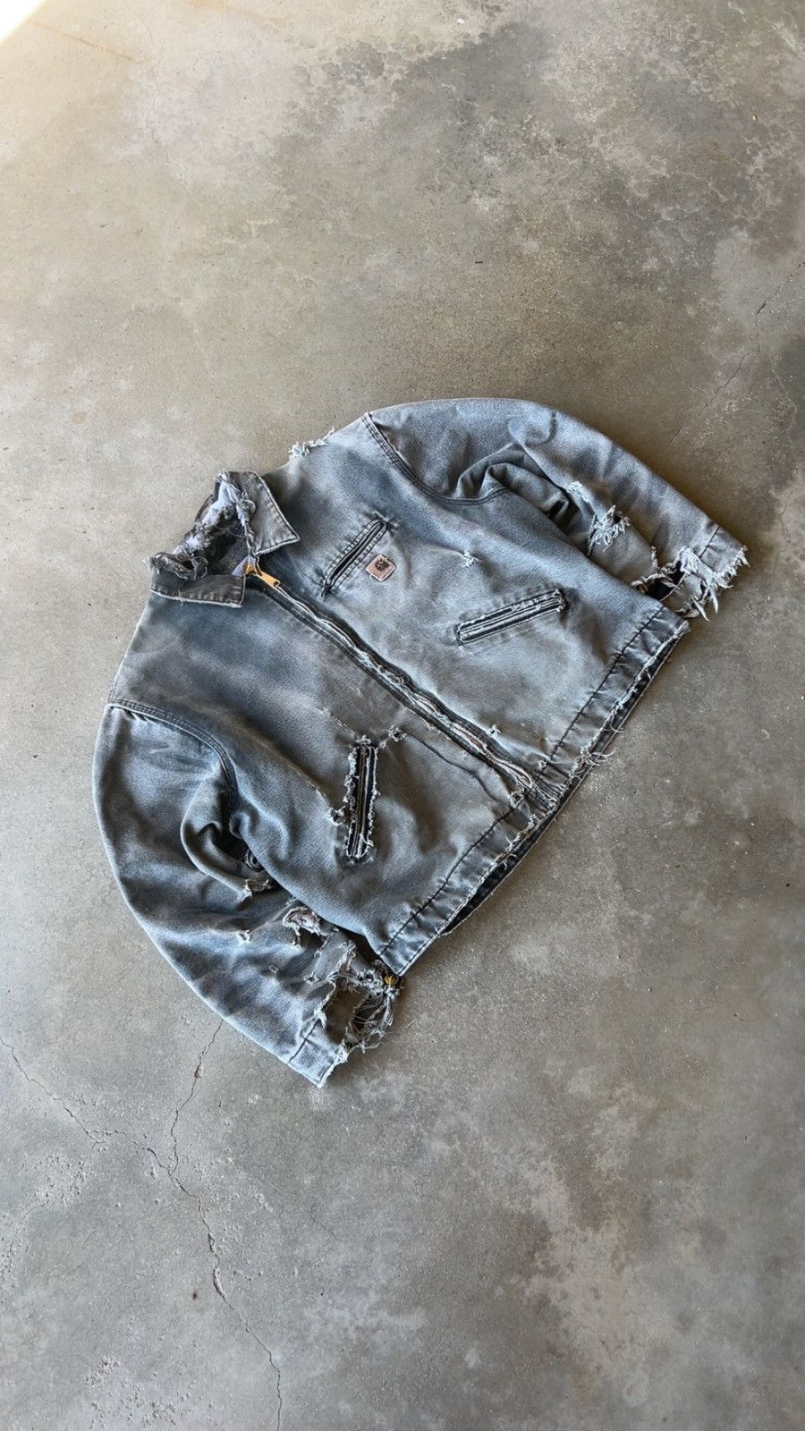 Vintage Thrashed Carhartt Detroit Jacket J97 Ptl in Grey, Men's (Size XL)