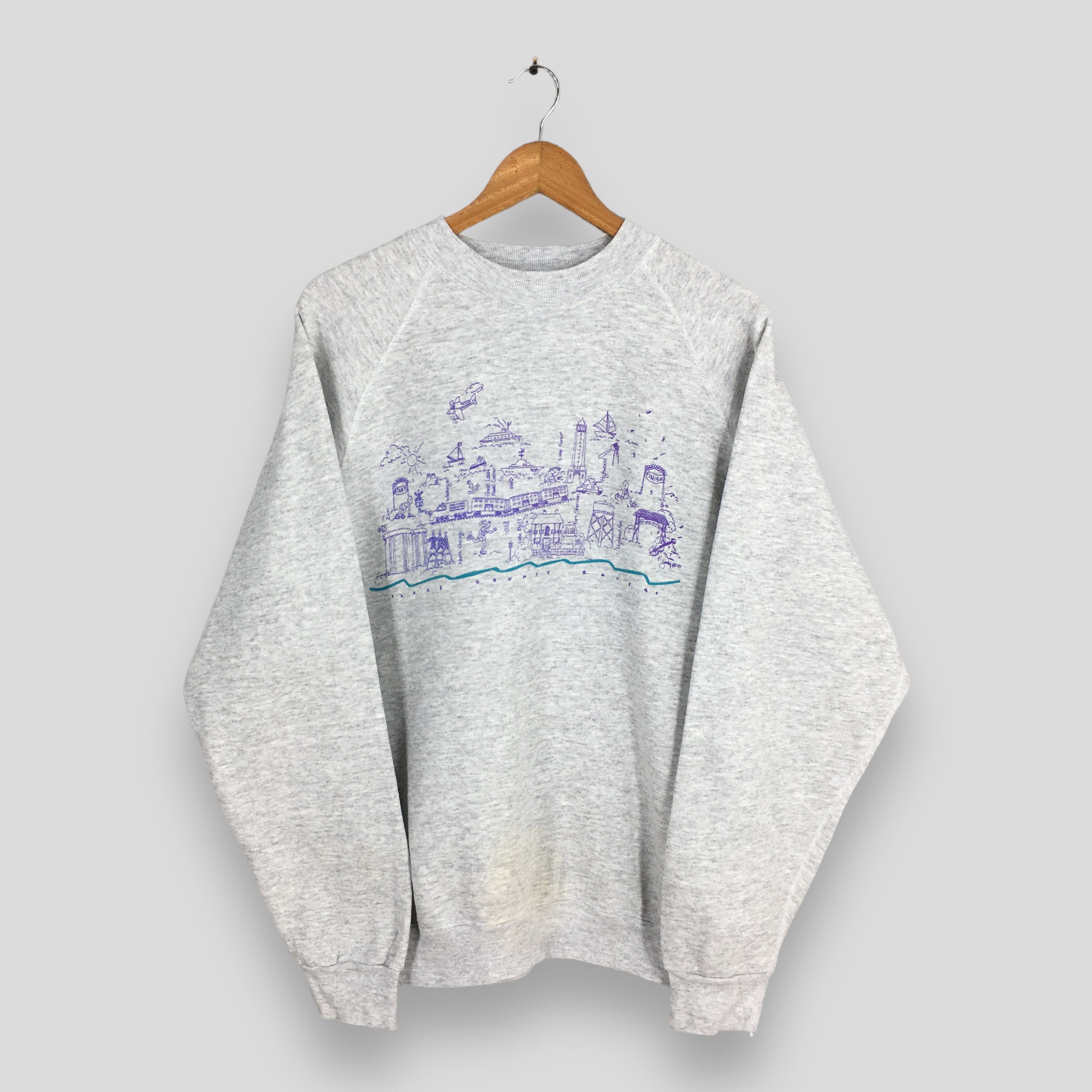 Tultex Vintage America Lake County Fort Gray Sweatshirt Xlarge in Grey, Men's
