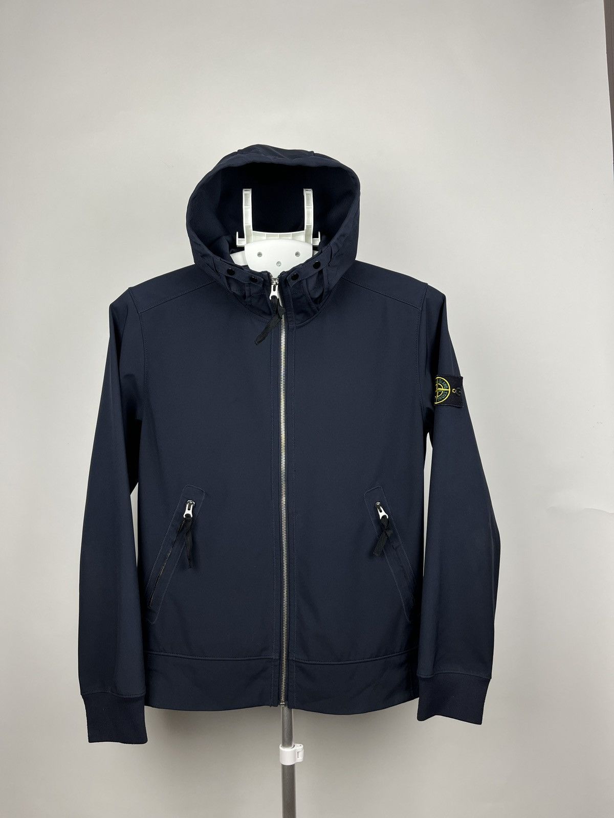 Stone Island Light Softshell-R Jacket in Blue, Men's (Size Medium)