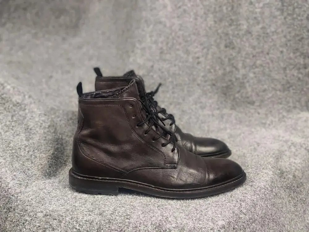 Oliver Sweeney Dark Brown Calf Leather Derby Combat Boots in Black, Men's (Size 10.5)